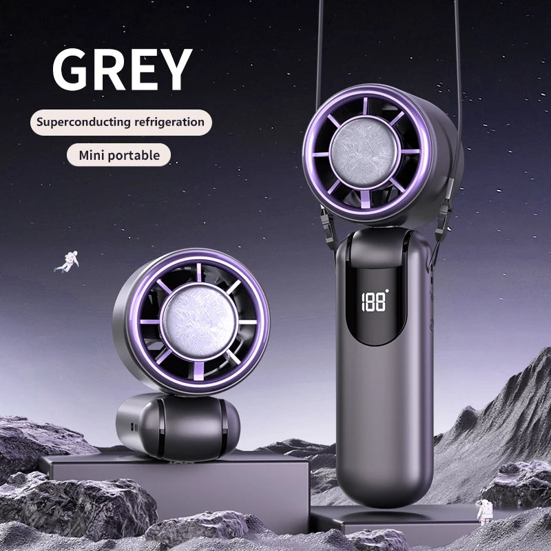Superconducting Refrigeration High-Speed Handheld Fan Outdoor Charging Portable Small Fan Summer Vacation/Tourism/Camping/Travel