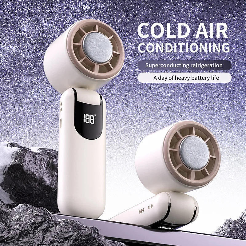 Superconducting Refrigeration High-Speed Handheld Fan Outdoor Charging Portable Small Fan Summer Vacation/Tourism/Camping/Travel