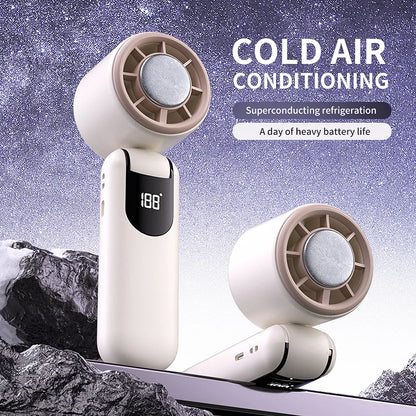 Superconducting Refrigeration High-Speed Handheld Fan Outdoor Charging Portable Small Fan Summer Vacation/Tourism/Camping/Travel